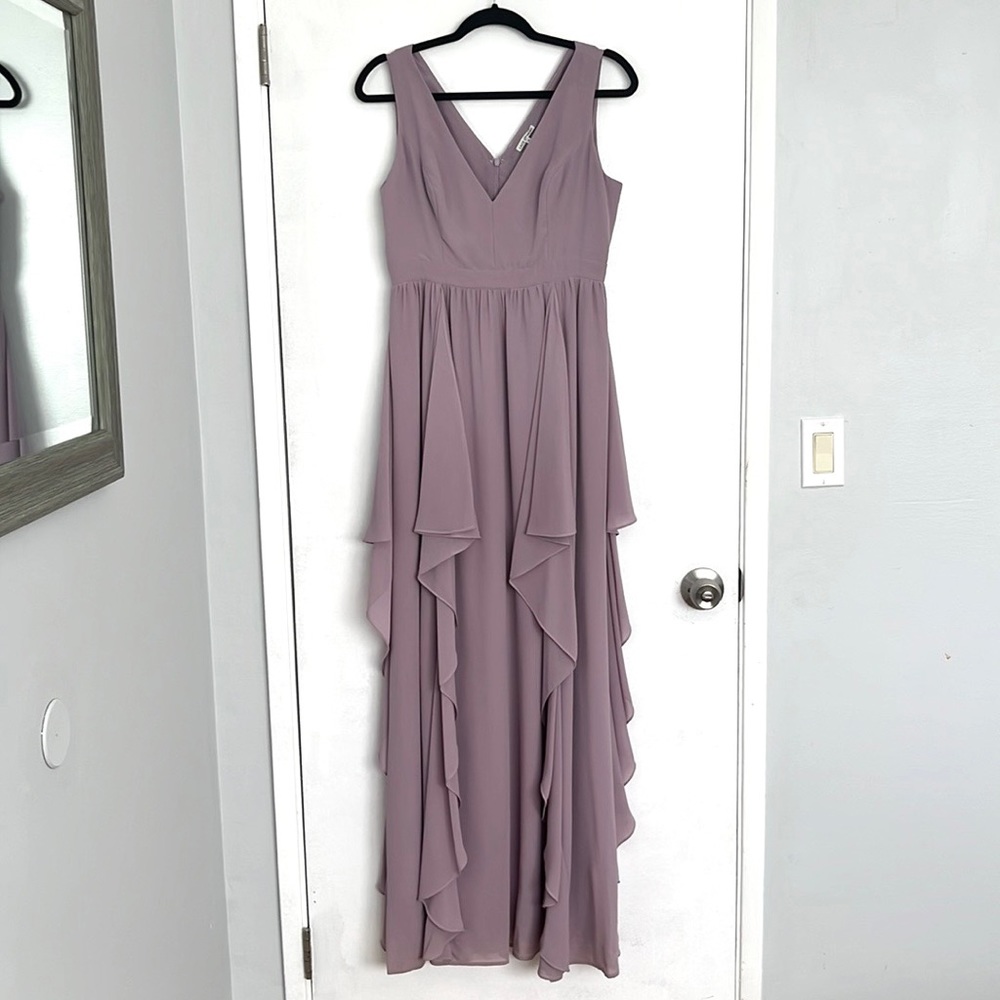 Lace and Mesh Lilac bridesmaid/ evening sleeveless floor length gown